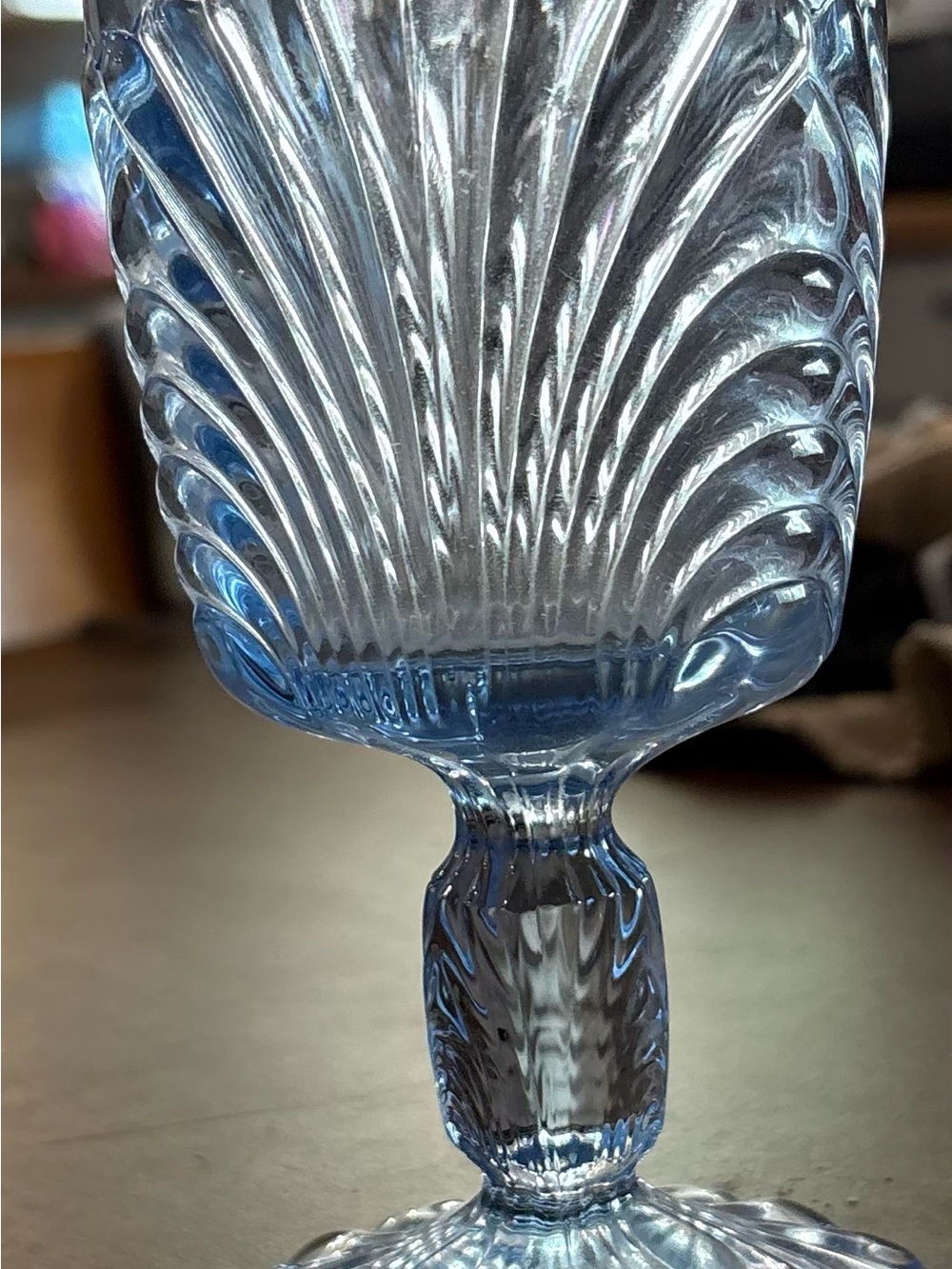 Cambridge Dry Goods Light Blue Pressed Glass Goblet